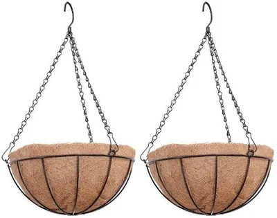 Image de Paniers suspendus pour fleurs, grands, 20 cm, en fibre de coco, pour l'extérieur