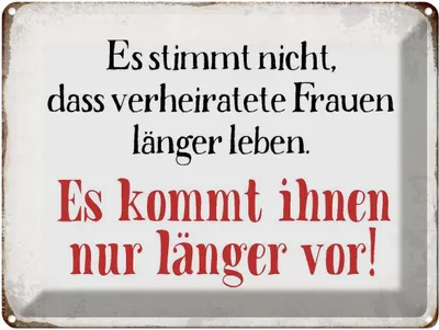 Image de vianmo Plaque en tôle 30x40 cm verheiratete Frauen länger leben