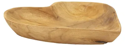 Produktbild von Kiha Tablett aus recyceltem Teakholz, organische Zweilappenform, 27x29x4 cm – Unikat