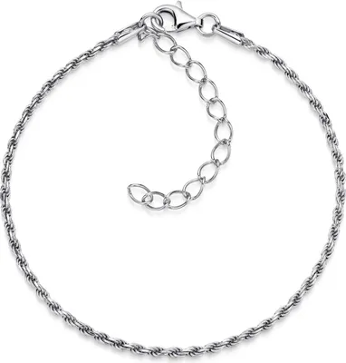 Produktbild von MATERIA Damen Armband 925 Sterling Silber Kordelkette 1,2mm rhodiniert 18-23cm verstellbar #SA-27-Kordel
