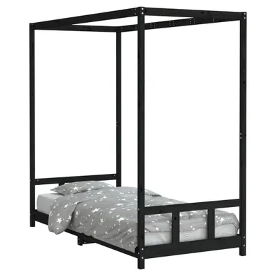 Immagine prodotto di vidaXL Letto per bambini nero 90x200 cm in legno di pino massiccio