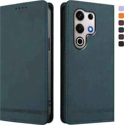 Image de Etui pour itel S25 Ultra, étui rétro en cuirPolyuréthaneavec support et fentes pour cartes de crédit Vert