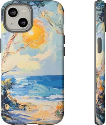 Produktbild von Sonnenbeschienene Strandlandschaft mit Pinselstrichen – Hülle Kompatibel mit iPhone 14