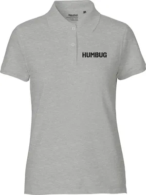 Produktbild von Huuraa Damen Polo Shirt Humbug Schriftzug XXL Sport Grey Bio Baumwolle Fairtrade Poloshirt Geschenkidee