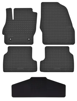 Produktbild von Gummi-Fußmatten mit Tunnelmatte für Ford Focus MK2 2004-2011 (Kombi/Limousine/Schrägheck) – 5-tlg, Schwarz, passgenau – Wielganizator SolidTread