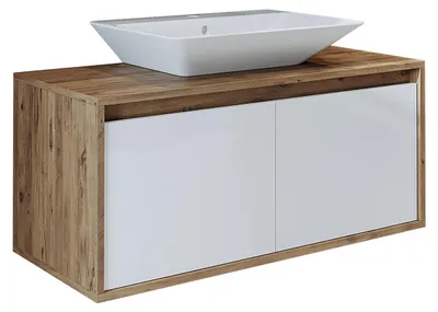 Produktbild von Roomart ATLANTIC-100 Badmöbel-Set 2-teilig 100 cm breit, Weiß-Eiche