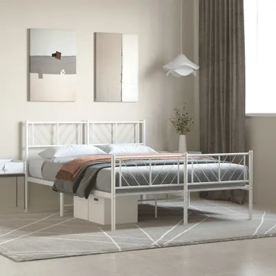 Produktbild von Cloris Designermöbel Bettgestell mit Kopf- und Fußteil Metall Weiß 135x190 cm 2024 Neu