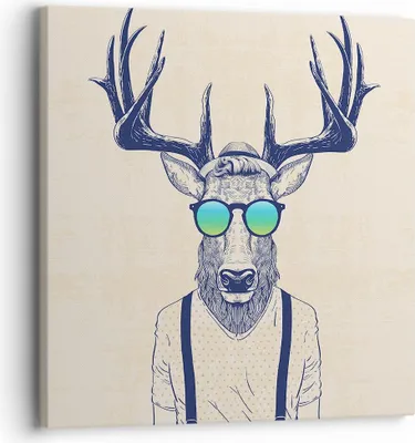 Produktbild von Bild auf Leinwand - Leinwandbild - Hirsch Abstraktion - 30x30cm - Wand Bild - Wanddeko - Wandbilder - Leinwanddruck - Bilder - Kunstdruck - Wanddekoration - Leinwand bilder - Wandkunst - AC30x30-3808