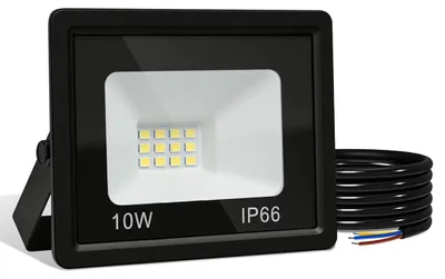 Produktbild von Ikodm LED Strahler Außen 10W, IP66 LED Fluter 120°, Kaltweiß 6000K, 1m Kabel ohne Stecker, 10er Set