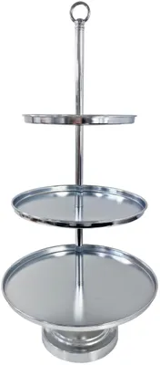 Produktbild von Madex 3-stöckige Metall-Etagere Silber Kuchen Obst
