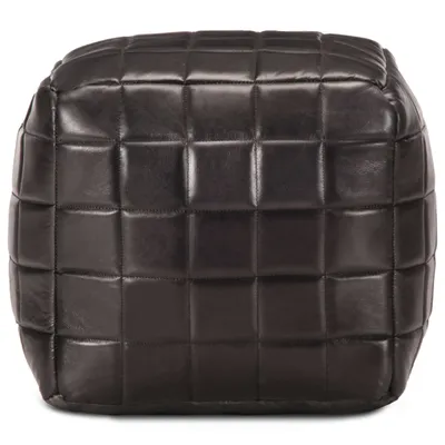 Zdjęcie produktu dla vidaXL Pufa czarna 40 x 40 x 40 cm Prawdziwa kozia skóra