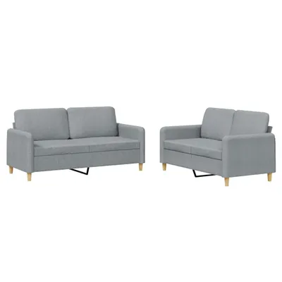 Immagine prodotto di vidaXL Set divano 2 pezzi con cuscini in tessuto grigio chiaro