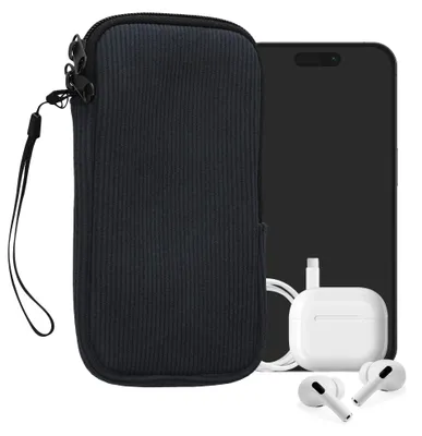 Produktbild von kwmobile Handytasche für XXL - 7" Hülle - Cord und Neopren Tasche mit Handschlaufe - Case 17,8 x 8,5 cm Innenmaße - Handyhülle in Marineblau