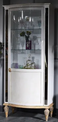 Produktbild von Casa Padrino Luxus Barock Vitrine Weiß / Gold 80 x 42 x H. 196 cm - Barock Vitrinenschrank