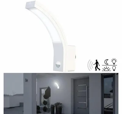 Image de Applique murale LED d'extérieur 1100 lm avec capteur PIR - coloris blanc