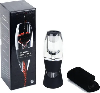 Produktbild von Weinbelüfter und Dekanter, schwarz, mit Ständer, für Rotwein