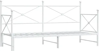 Productafbeelding van vidaXL Dagbed uitschuifbaar, zonder matras, wit, 75x190 cm, staal