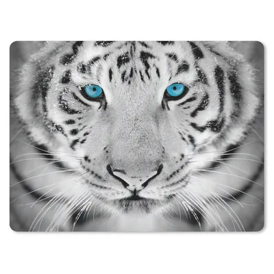 Produktbild von MuchoWow® Mauspad Mousepad Tiere - Tiger - Augen - Blau - Schwarz und weiß 23x19 cm - Mousepads - Maus Mat - Pad - Mausunterlage - Schreibtischunterlage - Mauspad