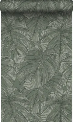Produktbild von Origin Wallcoverings Tapete 3D Muster Blätter Graugrün 50 x 900 cm