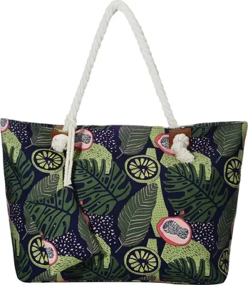 Produktbild von Große Strandtasche Shopper mit Reißverschluss - Tropenfrüchte