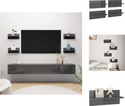 Obrázek produktu pro vidaXL Nástěnné police 4 ks. Vysoce lesklá šedá 40x11,5x18 cm - Nástěnné police