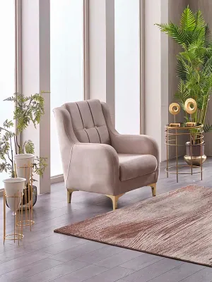 Image de Fauteuil de salon Fauteuil monoplace Tissu Assise Moderne Beige