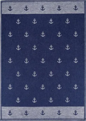 Produktbild von Kracht Halbleinen Geschirrtuch Anker Maritim 50x70 cm Blau