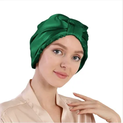 Image de INF Bonnet de nuit 100 % soie pour le soin des cheveux Vert
