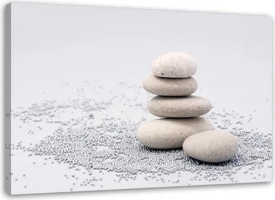 Produktbild von Leinwandbild steine zen beige 60x40 cm Feeby grau wandbild bereit zum aufhängen