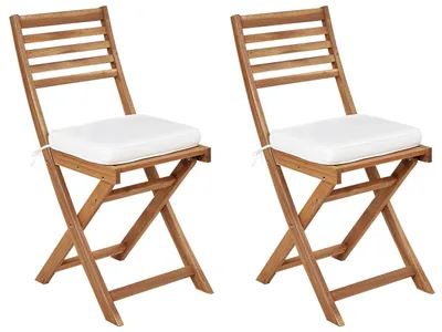 Zdjęcie produktu dla BELIANI Zestaw 2 poduszek na siedzisko krzesło ogrodowe biały gładki wzór 29 x 38 cm