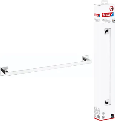 Produktbild von tesa Handtuchstange ohne Bohren - 50 cm chrom glänzend - einfach - DELUXXE