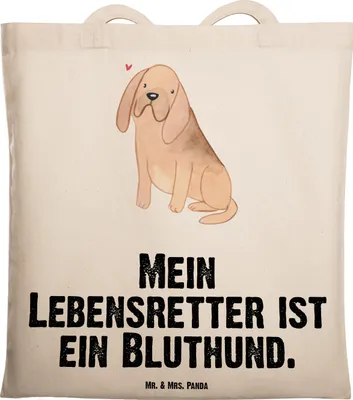 Produktbild von Mr. & Mrs. Panda Tote Bag Bloodhound Lebensretter - Transparent - Geschenk, Bluthund, Jutebeutel, Laptoptasche, St. Hubertushund, Tasche, Jutetasche, Beutel