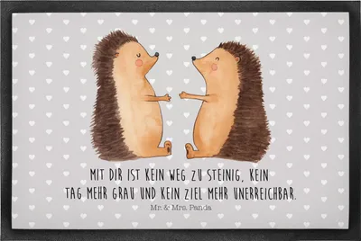 Produktbild von Mr. & Mrs. Panda Schmutzfangmatte Igel Liebe 50 x 75 cm - Grau Pastell - Geschenk, Fussmatte, Fußabstreifer, Verheiratet, Partner, Freundin, Schmutzfangteppich, fußmatte