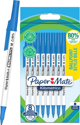 Zdjęcie produktu dla Papermate Kilometrico Recycled, Spinacz, Długopis, Niebieski, 8 szt., Średni