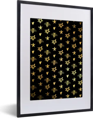 Produktbild von MuchoWow® MuchoWow® Gerahmtes Poster Gold - Muster - Form 30x40 cm - Poster mit zchwarzem Bilderrahmen - Wandposter Schlafzimmer