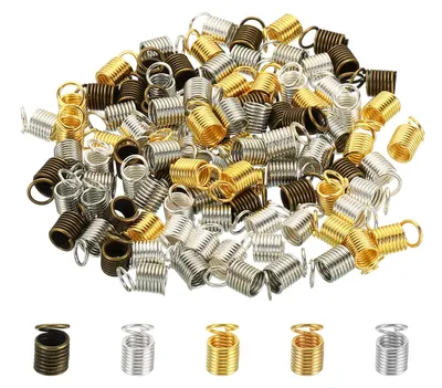 Productafbeelding van Kabeluiteinden - 100 stuks - Metalen veereindstukken - Voor sieraden maken en knutselen - 5,5 x 9 mm, meerkleurig