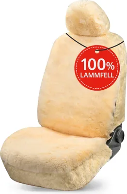 Produktbild von WALSER Premium Lammfell Autositzbezug Maya, 100% Lammfell Sitzbezug für Auto, 1 Stück Lammfell Sitzbezüge Auto Vordersitze, Autositzbezug Lammfell, Autositzbezug Fell, Lammfell Autositz beige