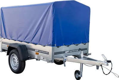 Zdjęcie produktu dla Przyczepka jednoosiowa 200x106 UNITRAILER GARDEN 200 KIPP ze stelażem H-800 i plandeką niebieską