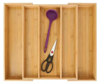 Image de Organisateurs de tiroirs à couverts, extensibles, en bambou, de 33 à 55 cm