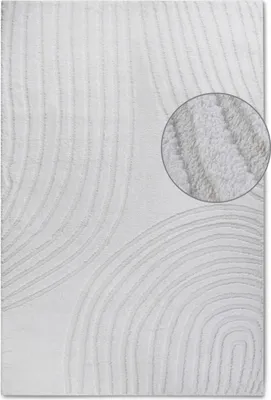 Zdjęcie produktu dla Dywan pluszowy do salonu 120x170cm, kremowy nowoczesny wzór