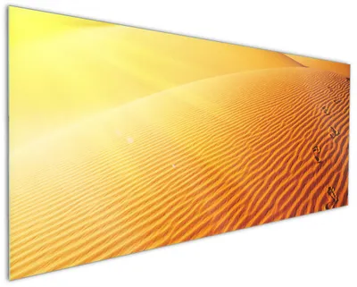 Produktbild von Wallario Küchenrückwand aus Glas, Größe: 125 x 50 cm, Motiv: Fußspuren im Sand - Sanddüne in der Wüste | Spritzschutz | abwischbar | pflegeleicht | in