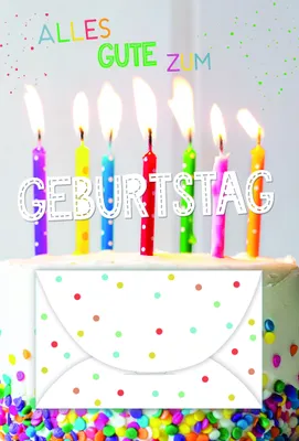 Produktbild von Geburtstag Geldkarte  Karte mit Briefumschlag bunte, brennende Kerzen