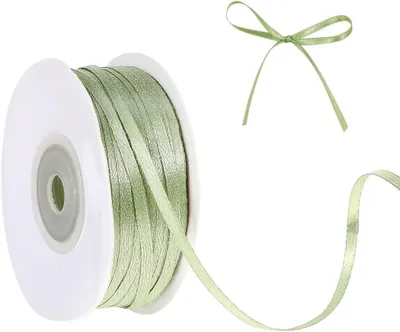 Produktbild von Satinband grün, 3 mm breit, 91 m lang, Geschenkband für Dekoration