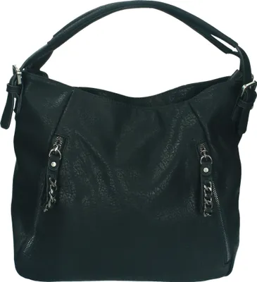 Produktbild von Damen Handtasche PARIS 3 Henkeltasche Umhängetasche mit Reißverschluss, Schulterriemen und zwei Henkeln Farbe Schwarz Farbe - schwarz -  CZ17465