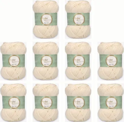 Immagine prodotto di 10 gomitoli Anchor Creativa Fino – Filato di cotone 100% per uncinetto e lavoro a maglia (colore 00926)