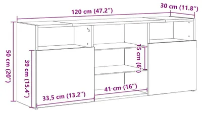 Produktbild von vidaXL TV-Schrank mit LED-Leuchten Weiß 120x30x50 cm