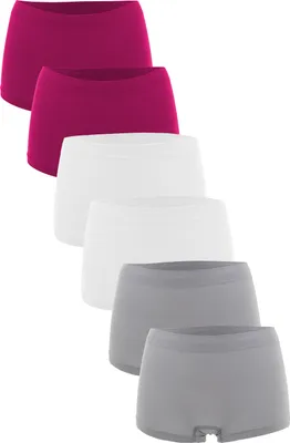 Produktbild von Fabio Farini - 6 Stück Damen Hipster Boxershorts - Frauen Unterhosen Slip Set Seamless angenehmes Tragegefühl ohne Seitliche Nähte