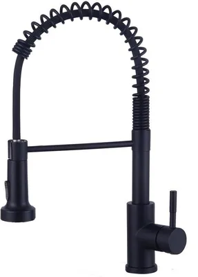 Produktbild von Schwarze Küchenarmatur, Hochdruck, 360° drehbar, Edelstahl, matt