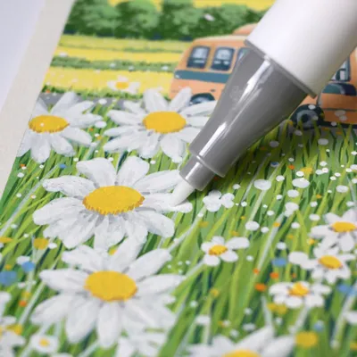 Productafbeelding van Alcoholmarker set, 72 stiften, met fijne punt en penseelpunt, voor creatieve kunst