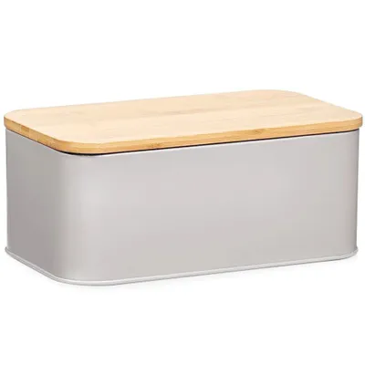 Zdjęcie produktu dla Metalowy chlebak z bambusową deską do krojenia, 2w1, ZELLER